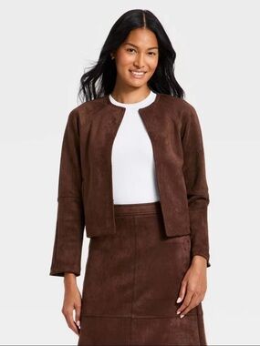 A New Day Brown Faux Suede Jacket NWT